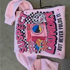Pink Graphic crewneck  with Laundry Design
